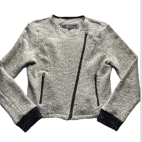 BNCI By Blanc Noir Asymmetrical Zip Sweater Coat Cardigan - Picture 2 of 8